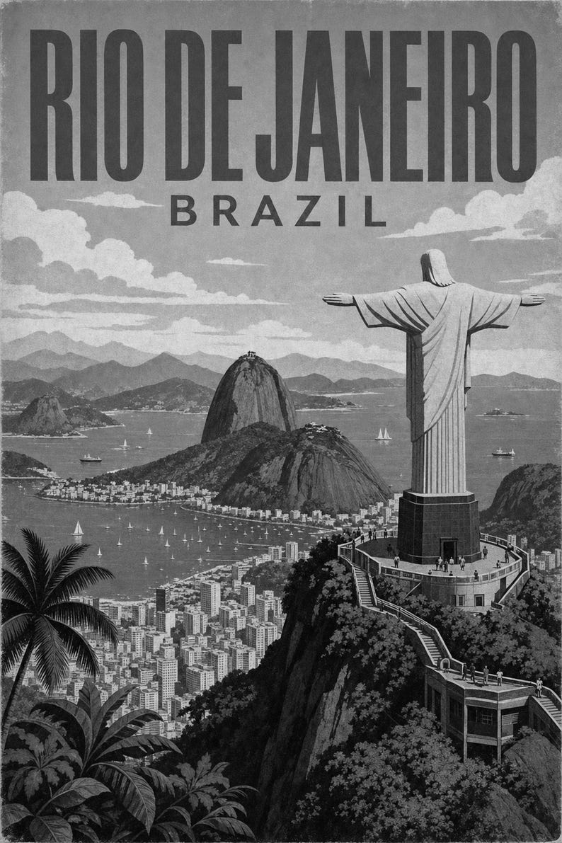 Rio de Janeiro Travel Poster | Vintage Rio Print | Brazilian Wall Art | Printed & Shipped image 10