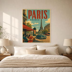 Paris Travel Poster | Vintage Eiffel Tower Print | France Wall Art | Printed & Shipped image 6