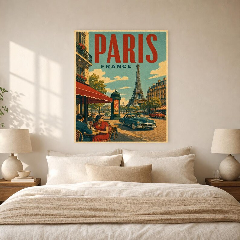 Paris Travel Poster | Vintage Eiffel Tower Print | France Wall Art | Printed & Shipped image 6