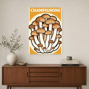 Mushroom Kitchen Wall Art Print | Retro Bistro Food Poster | Maximalist Cottagecore Kitchen Print | Dining Decor image 3