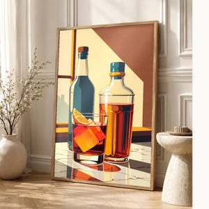 Negroni Cocktail Wall Art | Retro Bar Cart Poster | Vintage Aperitivo Kitchen Print image 1