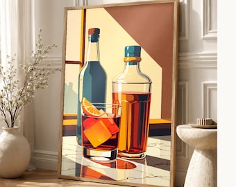 Negroni Cocktail Wall Art | Retro Bar Cart Poster | Vintage Aperitivo Kitchen Print