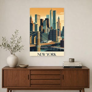 New York Vintage Reiseposter | Retro-USA-Stadt-Kunstdruck | Wanddekoration als Geschenk zur Wohnungserwärmung Bild 3