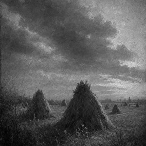 Moody Harvest Field Haystacks Wall Art Print | Vintage Oil Painting Print | Faded Golden Light Tonalist Decor | Antique Farm Poster image 10