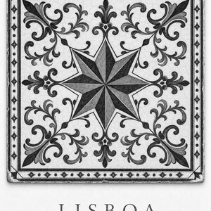 Lisbon Azulejo Tile Wall Art | Cobalt Blue Portuguese Maiolica Poster | Lisbon Travel Print | Mediterranean Kitchen Decor | Portugal Gift image 10