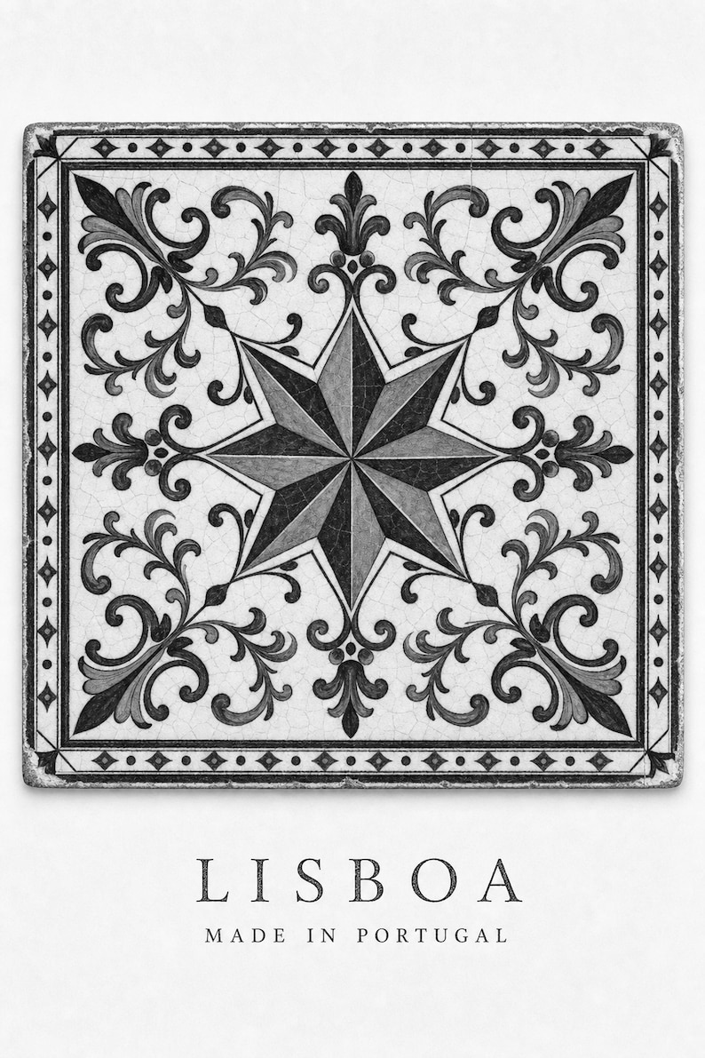 Lisbon Azulejo Tile Wall Art | Cobalt Blue Portuguese Maiolica Poster | Lisbon Travel Print | Mediterranean Kitchen Decor | Portugal Gift image 10