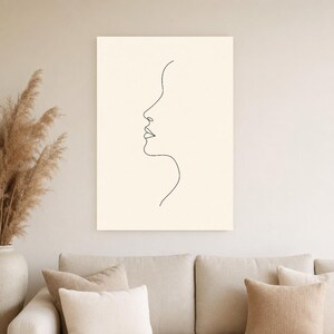 One Line Woman Face Wall Art Print | Minimalist Line Art Print | Abstract Female Profile Poster | Ivory Bedroom Decor | Line Drawing image 4