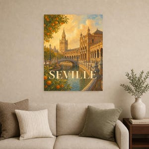 Sevilla-Reiseposter | Wandbild mit sanfter Malerei aus Spanien | Kunstdruck mit Stadtnamen | Gedruckt & Versand Bild 9