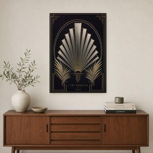 Neo Art Deco Wall Art Print | Plum and Chrome Geometric Arch Poster | Modern Art Deco Revival | Luxury Living Room Decor image 2