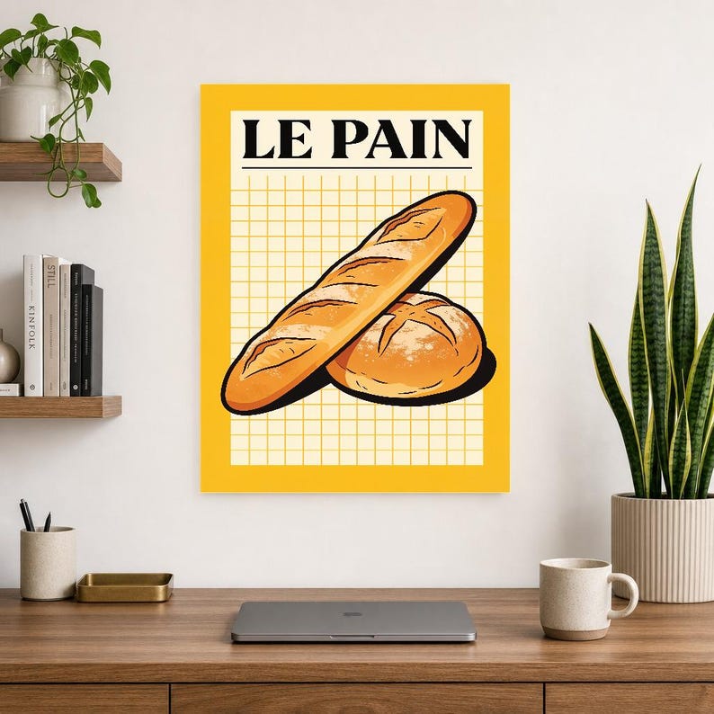 Brotküche Wand kunstdruck | Retro-Bistro-Bäckerei-Poster | Maximalistischer französischer Boulangerie-Druck | Esszimmer-Dekor Bild 13