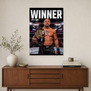 Ciryl Gane Champion Poster | UFC Heavyweight Belt MMA Wall Art Print | Fight Night Decor image 2