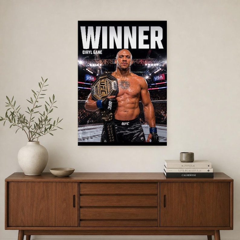 Ciryl Gane Champion Poster | UFC Heavyweight Belt MMA Wall Art Print | Fight Night Decor image 2