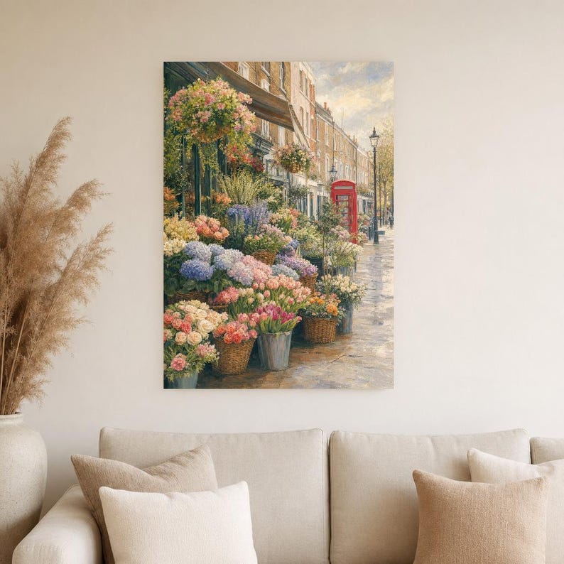 London Flower Market Poster | Soft Painting England Wall Art | Floral Travel Print | Printed & Shipped image 4