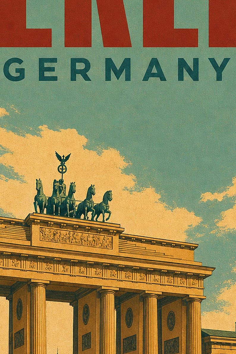 Berlin Travel Poster | Vintage Brandenburg Gate Print | Germany Wall Art | Printed & Shipped image 3