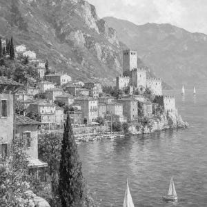 Lake Garda Travel Poster | Soft Painting Italy Wall Art | Italian Lake Malcesine Print | Printed & Shipped image 10