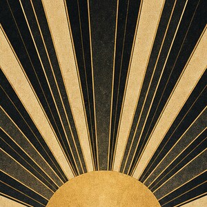 Impresión artística de pared Art Déco Sunburst | Póster geométrico negro dorado | Decoración de pared estilo Neo Deco Gatsby | Elegante esta imagen 3