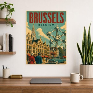 Brussels Travel Poster | Vintage Grand Place Print | Belgium Wall Art | Printed & Shipped image 8