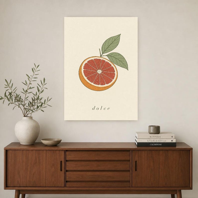 Blutorange Botanischer Wand kunstdruck | Minimalistischer Line Art Küchendruck | Italienisches Dolce-Zitrus-Poster | Mediterranes Dekor Bild 2