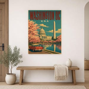 Washington DC Travel Poster | Vintage 1950s Capitol Print | Retro USA Wall Art Print | Mid Century City Decor image 17