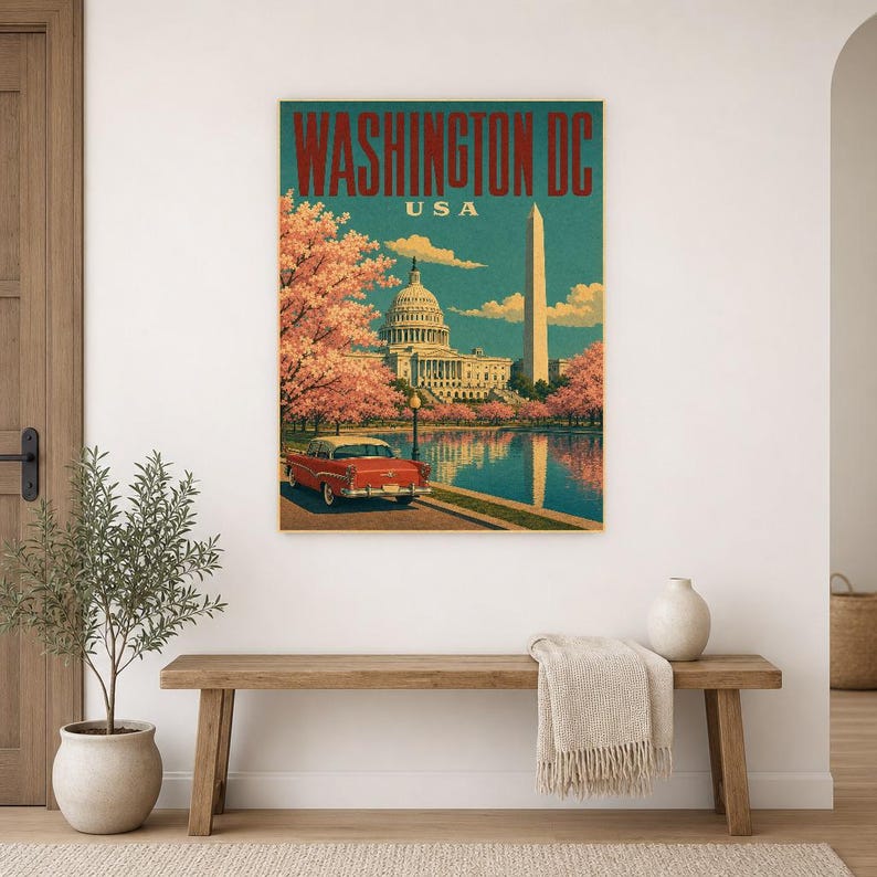 Washington DC Travel Poster | Vintage 1950s Capitol Print | Retro USA Wall Art Print | Mid Century City Decor image 17