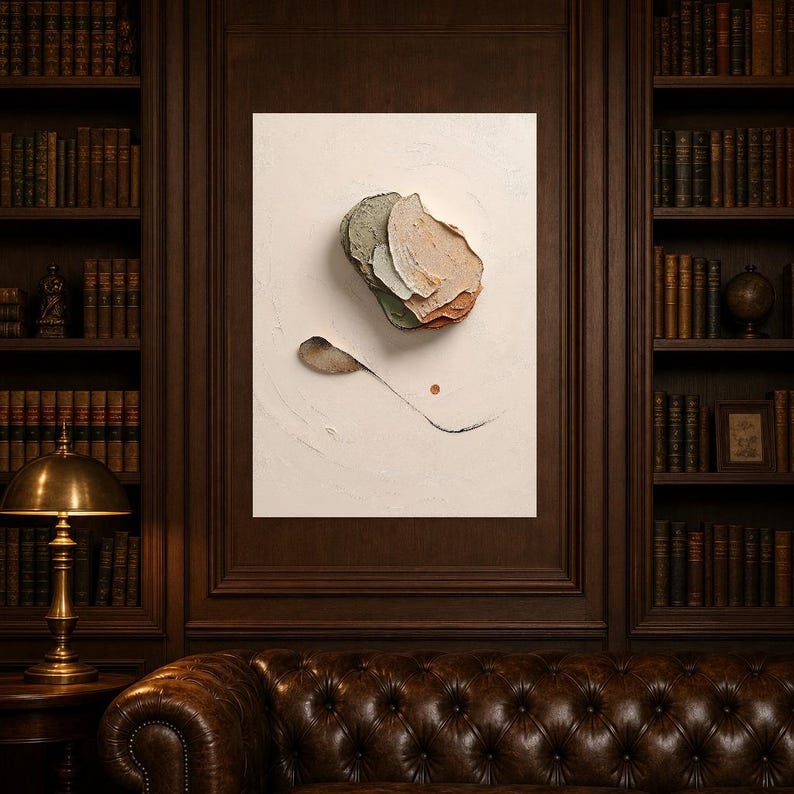 Wandbild im Wabi-Sabi-Stil | Organisches, abstraktes Poster mit Struktur | Warmer, minimalistischer Kunstdruck fürs Wohnzimmer Bild 5