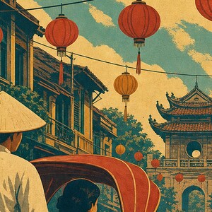 Hanoi Travel Poster | Vintage Old Quarter Print | Vietnam Wall Art | Printed & Shipped image 3