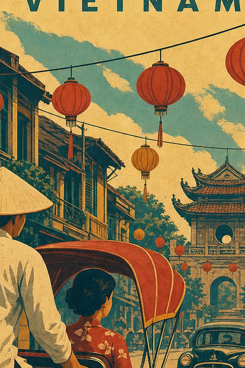 Hanoi Travel Poster | Vintage Old Quarter Print | Vietnam Wall Art | Printed & Shipped image 3