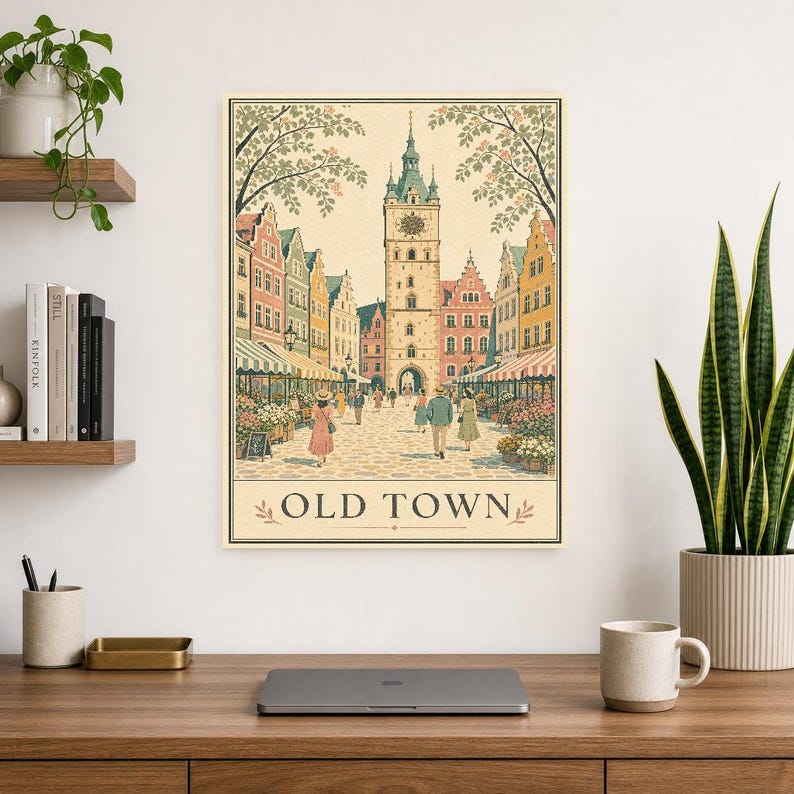 Cream Vintage Travel Wall Art Set | European City Poster | Gallery Wall Print image 8