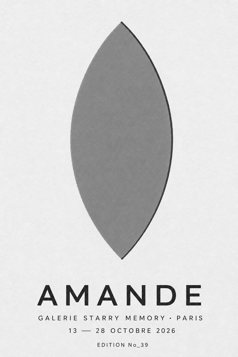 Almendra | Arte abstracto para pared | Póster de galería moderno | Impresión minimalista | Impreso y enviado imagen 10