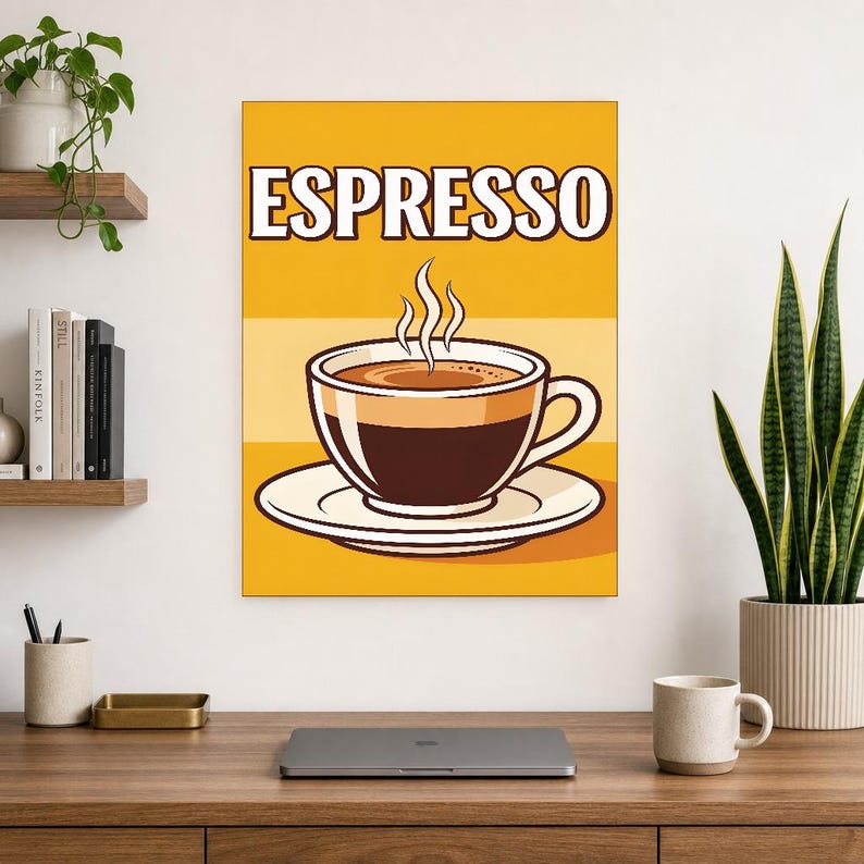 Espresso Kitchen Wall Art Print | Retro Bistro Coffee Poster | Maximalist Cafe Kitchen Print | Dining Room Decor image 10
