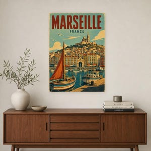Marseille-Reiseposter | Vintage-Druck des Alten Hafens | Wandbild aus Frankreich | Gedruckt & Versand Bild 2