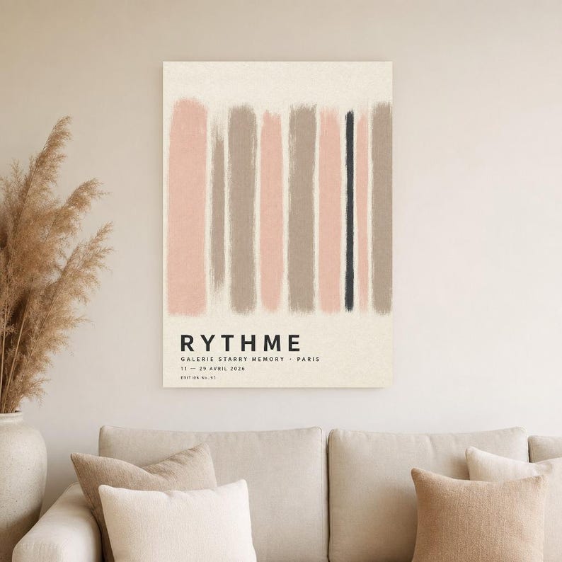 Rytm | Abstrakcyjna sztuka ścienna | Nowoczesny plakat galeryjny | Minimalistyczny wydruk | Wydruk i wysyłka zdjęcie 4