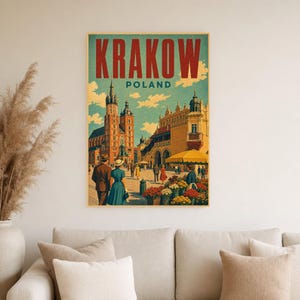 Krakow Travel Poster | Vintage Old Square Print | Poland Wall Art | Printed & Shipped image 4