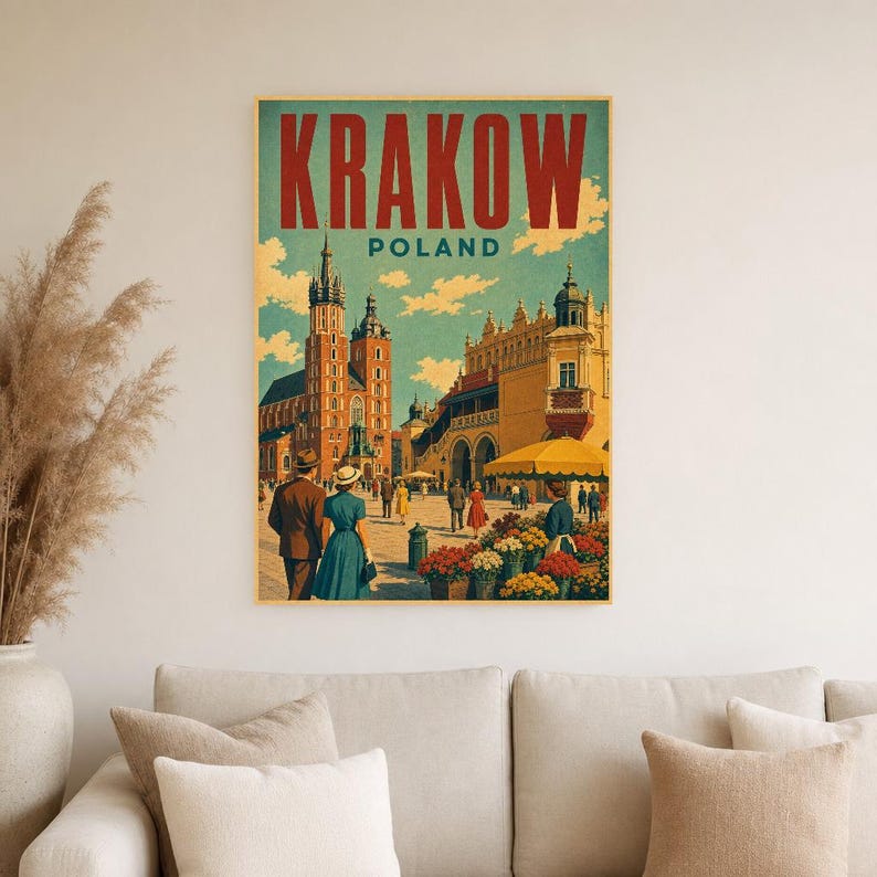 Krakow Travel Poster | Vintage Old Square Print | Poland Wall Art | Printed & Shipped image 4