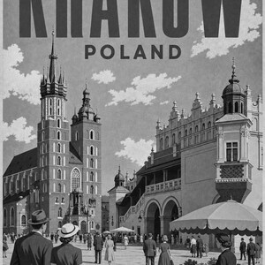 Krakow Travel Poster | Vintage Old Square Print | Poland Wall Art | Printed & Shipped image 10