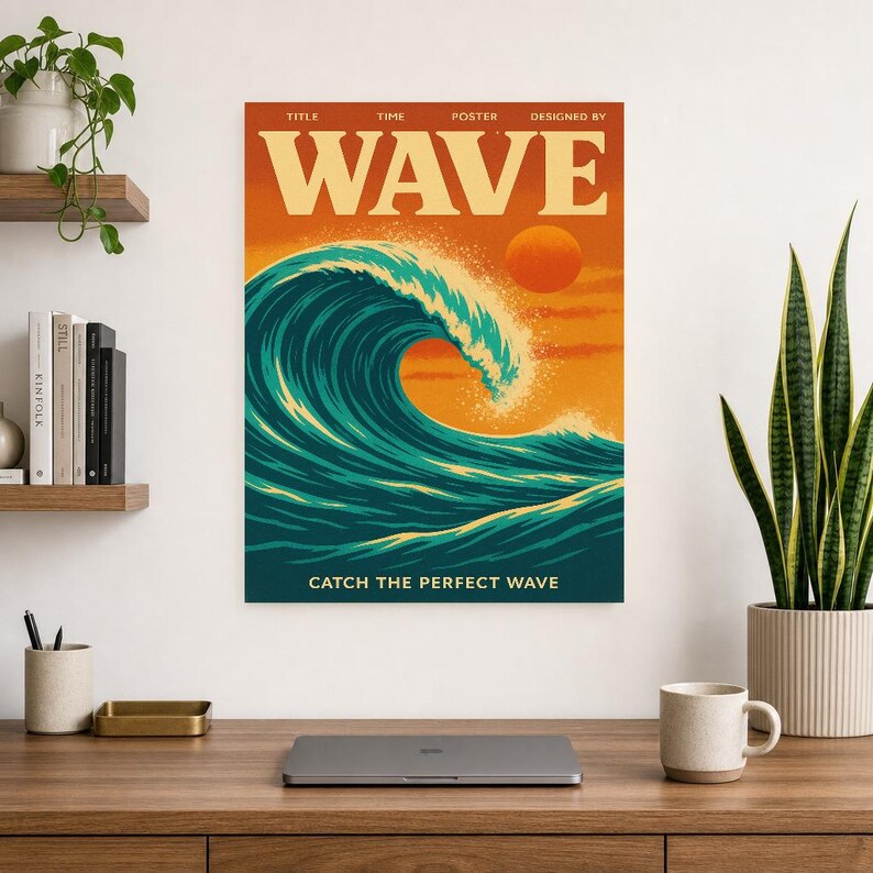 Wave Retro Poster | Vintage 70s Wall Art Print | Aesthetic Magazine Print | Mid Century Retro Decor Gift image 10