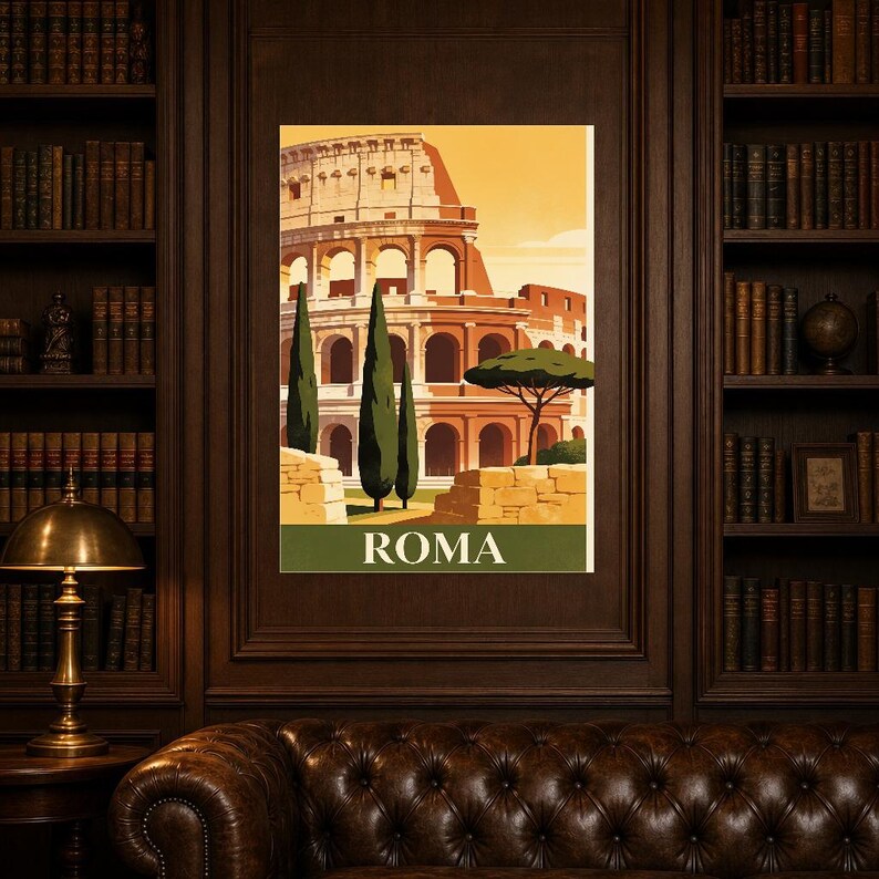 Rome Vintage Travel Poster | Retro Italy City Art Print | Housewarming Gift Wall Decor image 4