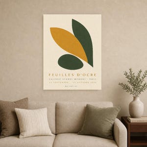 Ocher Leaves | Abstract Wall Art | Modern Gallery Poster | Ocher and Green Minimalist Print | Printed & Shipped image 9