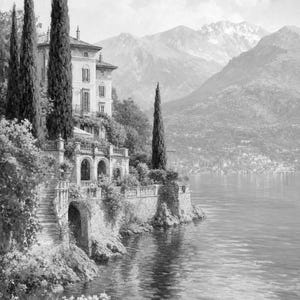 Lake Como Travel Poster | Soft Painting Italy Wall Art | Italian Lake Villa Print | Printed & Shipped image 10