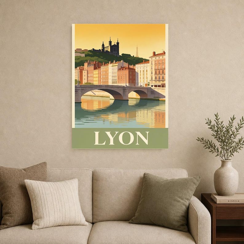 Lyon Vintage Travel Poster | Retro France City Art Print | Housewarming Gift Wall Decor image 12