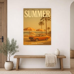 Letni plakat retro | Druk ścienny w stylu vintage z lat 70. | Druk magazynu estetycznego | Prezent w stylu retro z połowy wieku zdjęcie 14