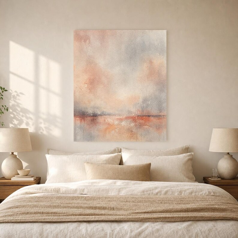 Dusty Rose Abstract Wall Art Print | Terracotta Color Field Print | Clay Pink Watercolor Poster | Boho Minimalist Living Room Decor image 6
