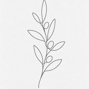 One Line Olive Branch Wall Art Print | Minimalist Line Art Print | Botanical Leaf Poster | Ivory Kitchen Decor | Japandi Sage Line Art image 10