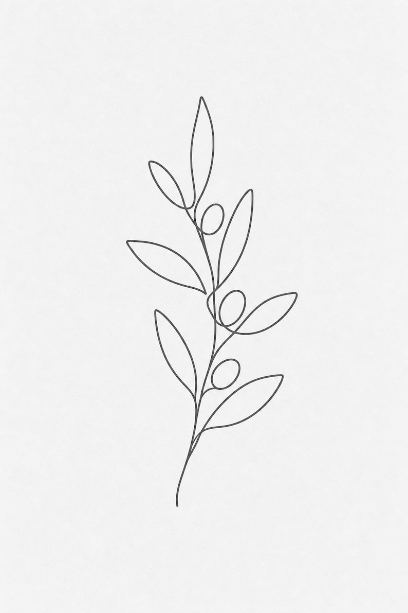 One Line Olive Branch Wall Art Print | Minimalist Line Art Print | Botanical Leaf Poster | Ivory Kitchen Decor | Japandi Sage Line Art image 10