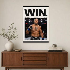 Ciryl Gane Poster | UFC Fight Night Gewinner MMA Wand kunstdruck | Achteckiges schweres Dekor Bild 2