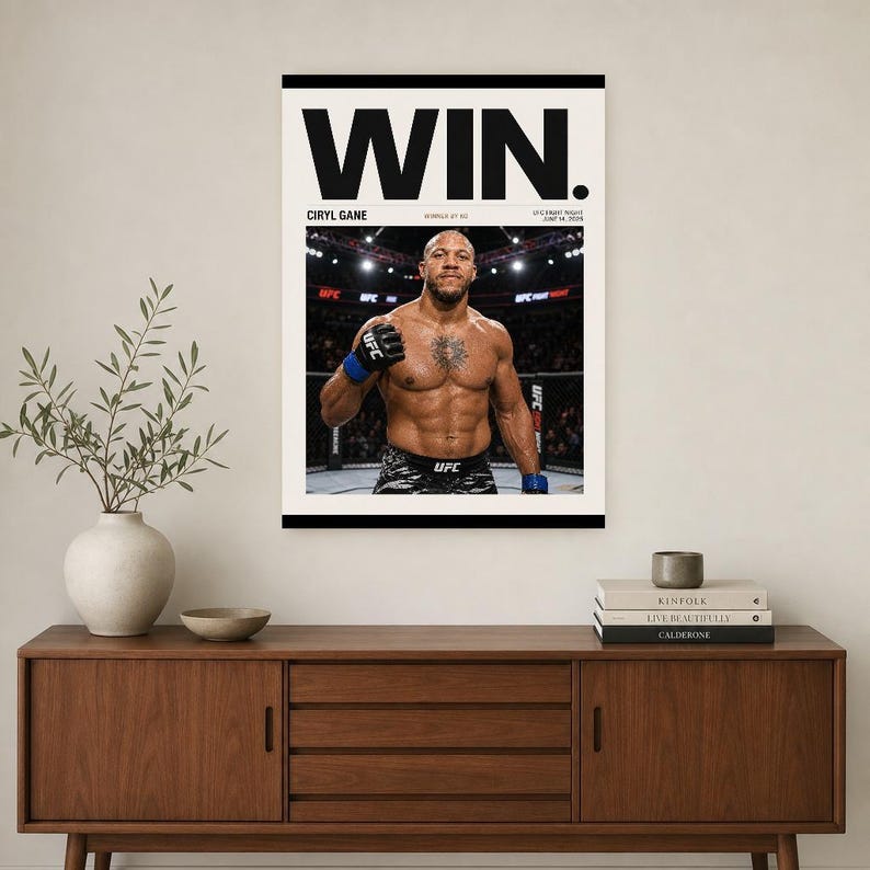 Ciryl Gane Poster | UFC Fight Night Gewinner MMA Wand kunstdruck | Achteckiges schweres Dekor Bild 2