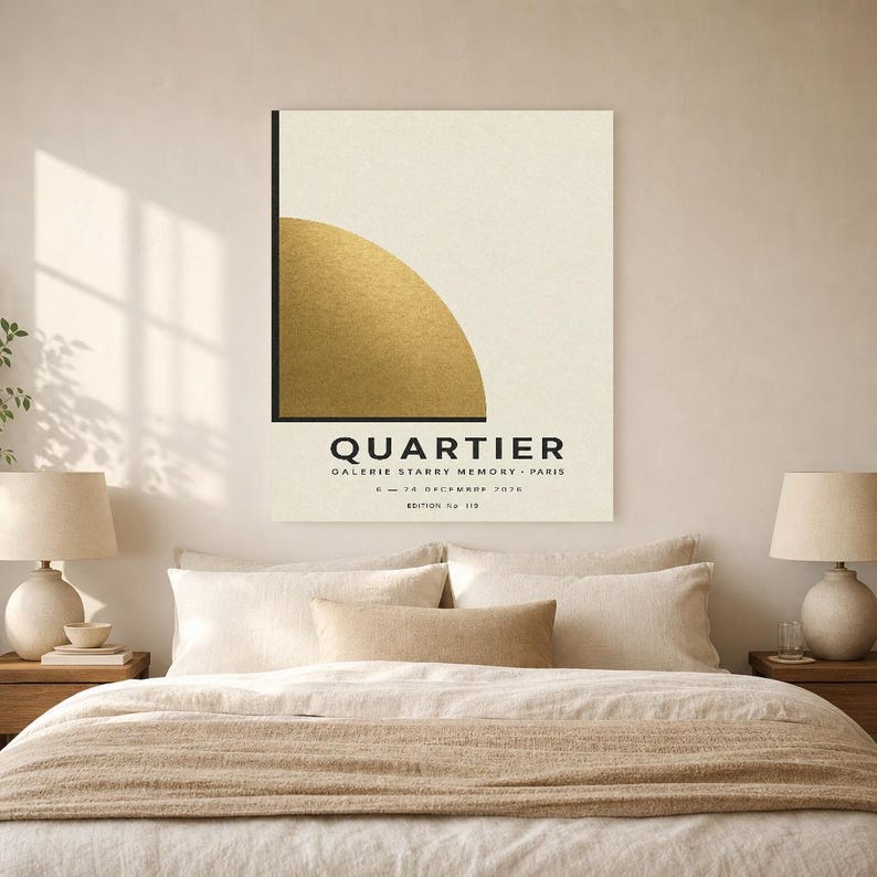 Quartier | Arte Mural Abstracto Dorado | Poster Galeria Moderna | Impresion Geometrica Minimalista imagen 6