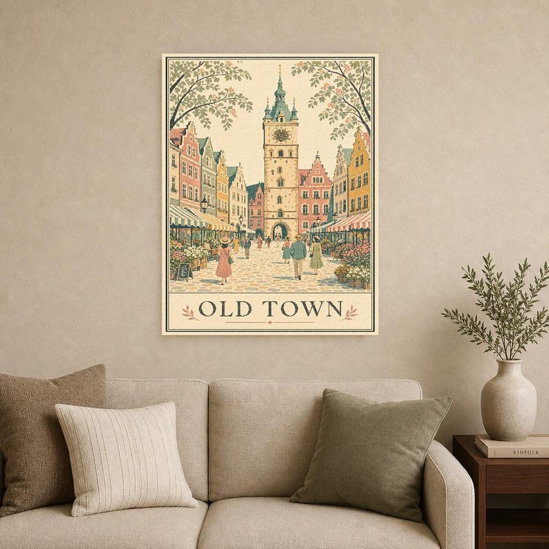 Cream Vintage Travel Wall Art Set | European City Poster | Gallery Wall Print image 9