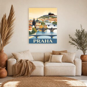 Póster de viaje vintage de Praga | Impresión de arte retro de la ciudad checa ? Decoración de pared de regalo de inauguración de la casa imagen 8