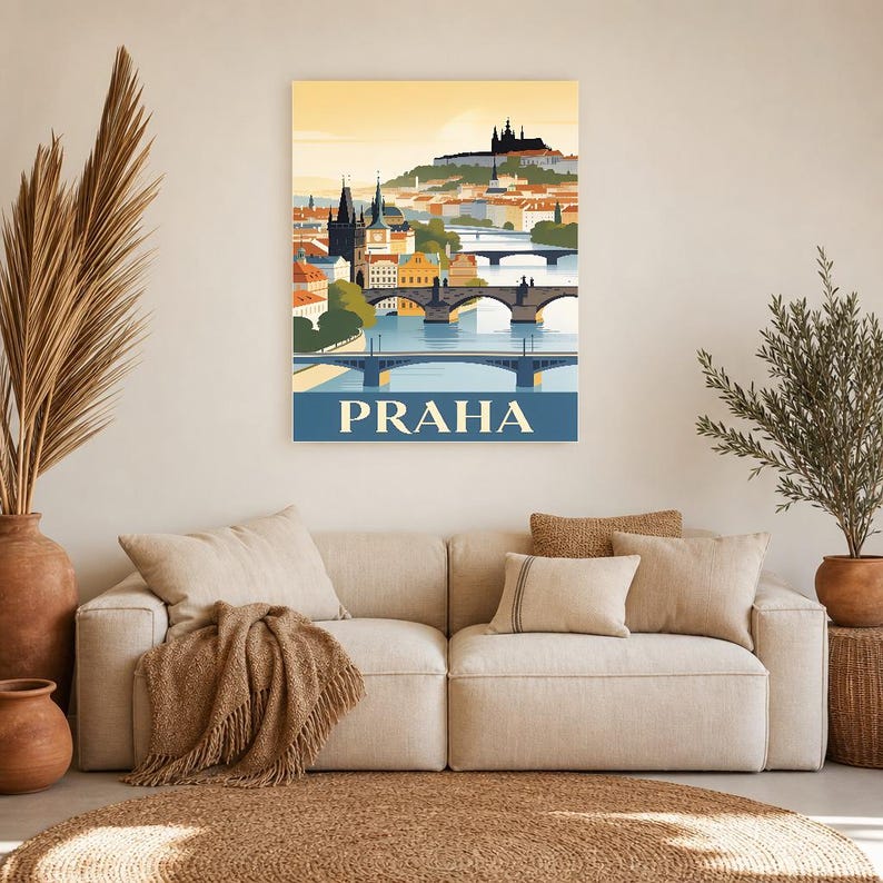 Póster de viaje vintage de Praga | Impresión de arte retro de la ciudad checa ? Decoración de pared de regalo de inauguración de la casa imagen 8
